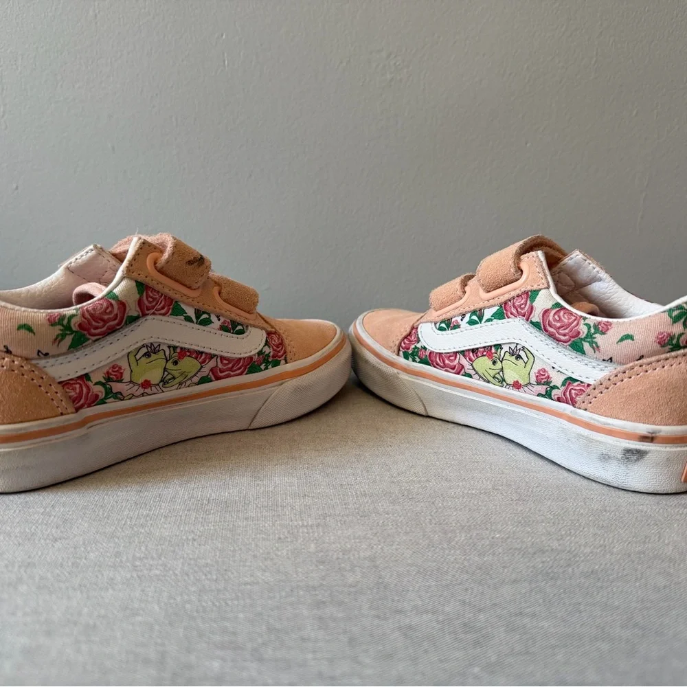 Floral frog princess Kids Vans sneakers with Velcro Straps - Picture 5 of 9